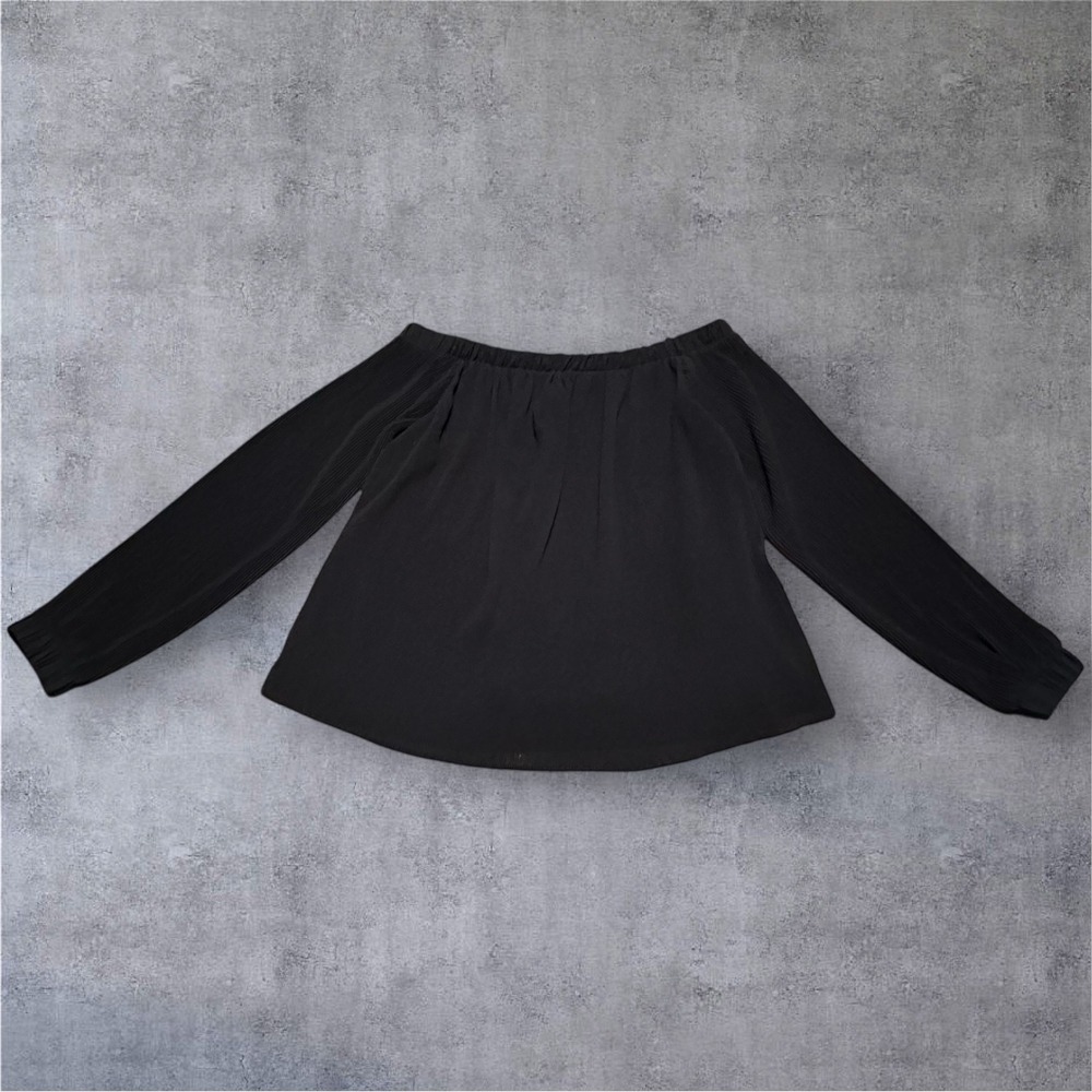 Philosophy Black Pleated Long Sleeve Blouse Top Size‎ Small
